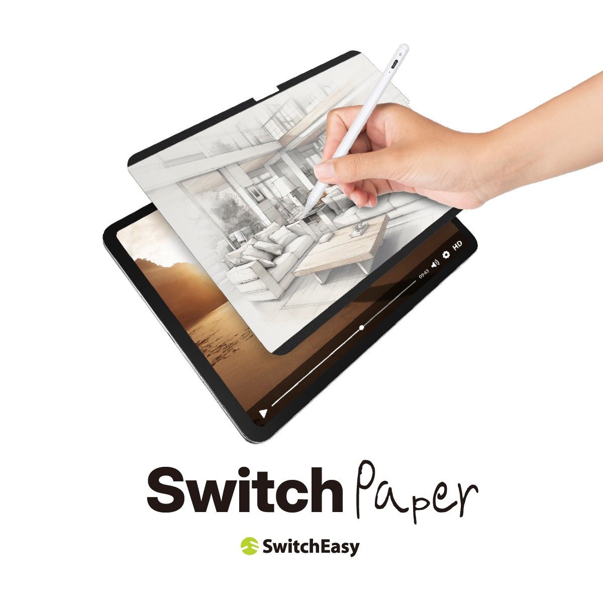 iPad Air 13インチ M2 フィルム 紙のような書き心地 着脱式 さらさら 紙質 イラスト 保護フィルム アイパッドエアー 13 2025 対応 SwitchEasy SwitchPaper