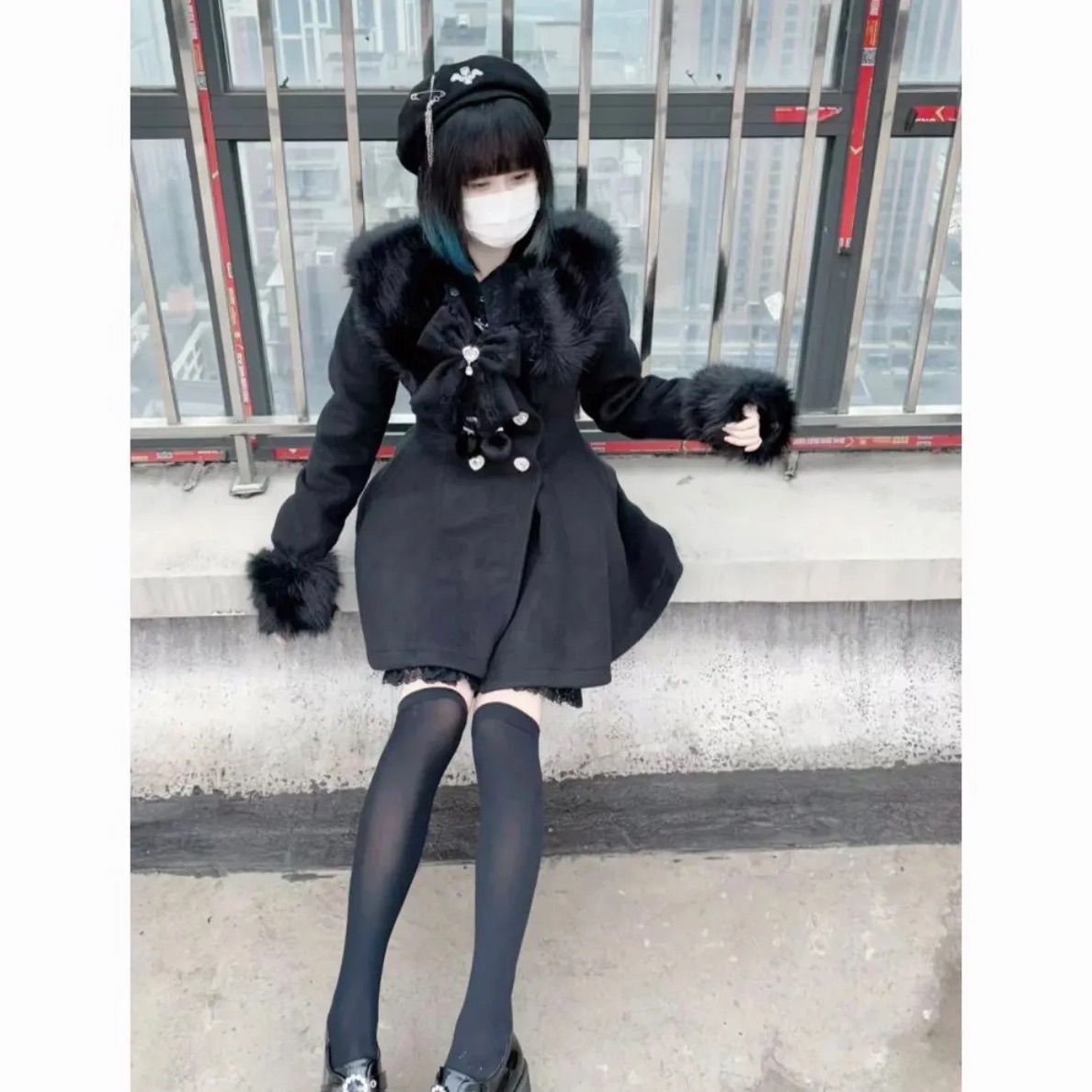 地雷系コート ファーコート ロングコート 冬服 ワンピース - メルカリ