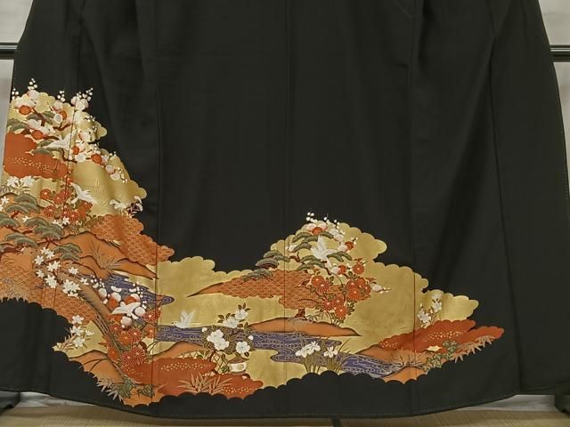 平和屋着物□豪華黒留袖 花鳥文 金彩 正絹 逸品 CAAW2104ua