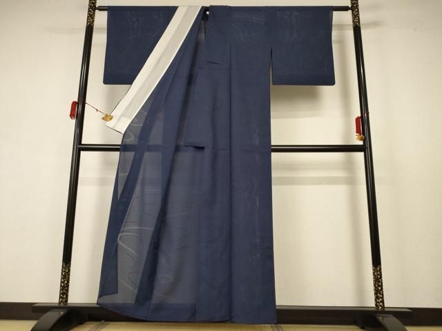 平和屋着物 夏物 色無地 縦絽 流水紋紗 青褐色 正絹 AABB6704jd