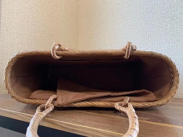 山葡萄かごバッグ 手作り かごバッグ ダイヤモンド編み 内布あり 