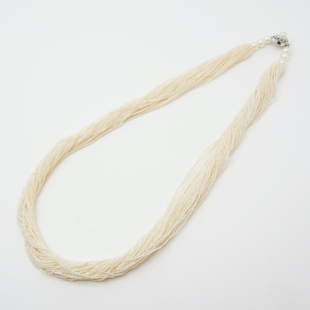 ケシパール 50連 ネックレス 約1.0mm 52cm K14WG SAランク