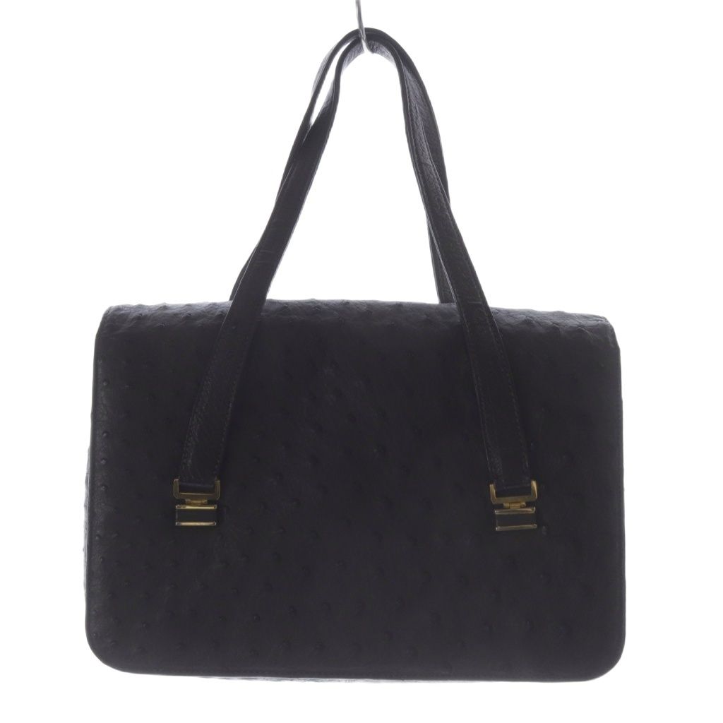 バリー BALLY オーストリッチ 本革 ゴールド金具 ハンドバッグ 茶 ブラウン