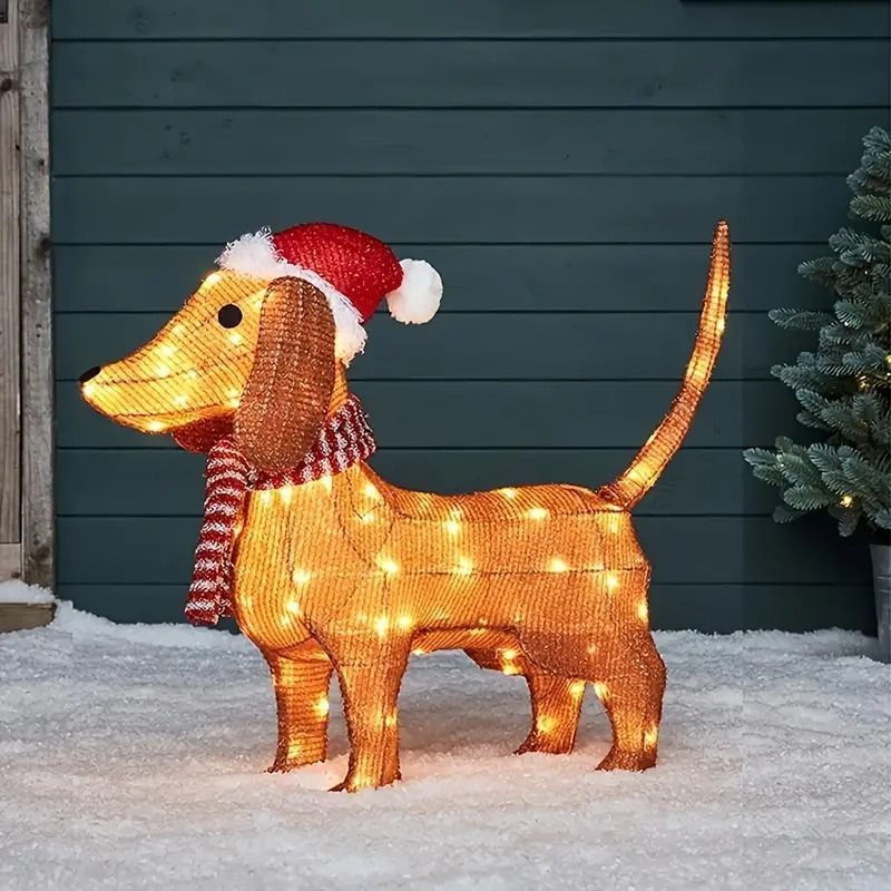 ダックスフント クリスマス デコレーション ライト 犬 ドッグ オブジェ 