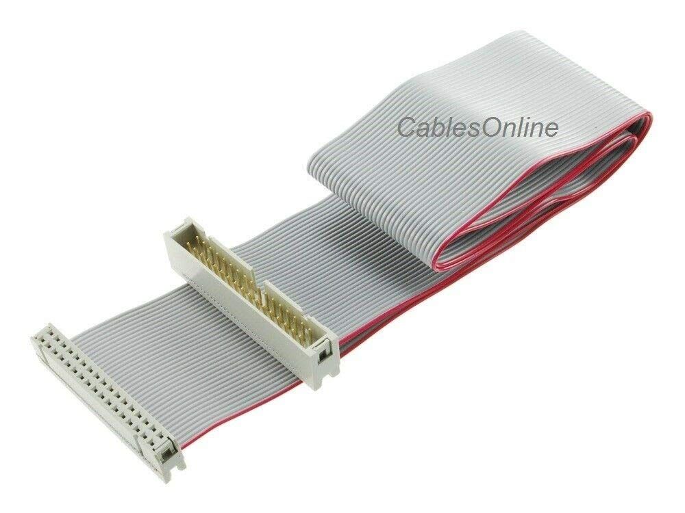 CablesOnline、24インチ34-pin IDC 2.54 mm-pitch (2 x 17 ) 34-wire M/Fフラットリボン延長ケーブル、ff-004 グレー 
