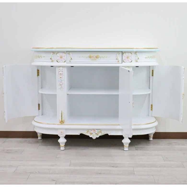 ロココ調 サイドボード キャビネット 白家具 クラシック