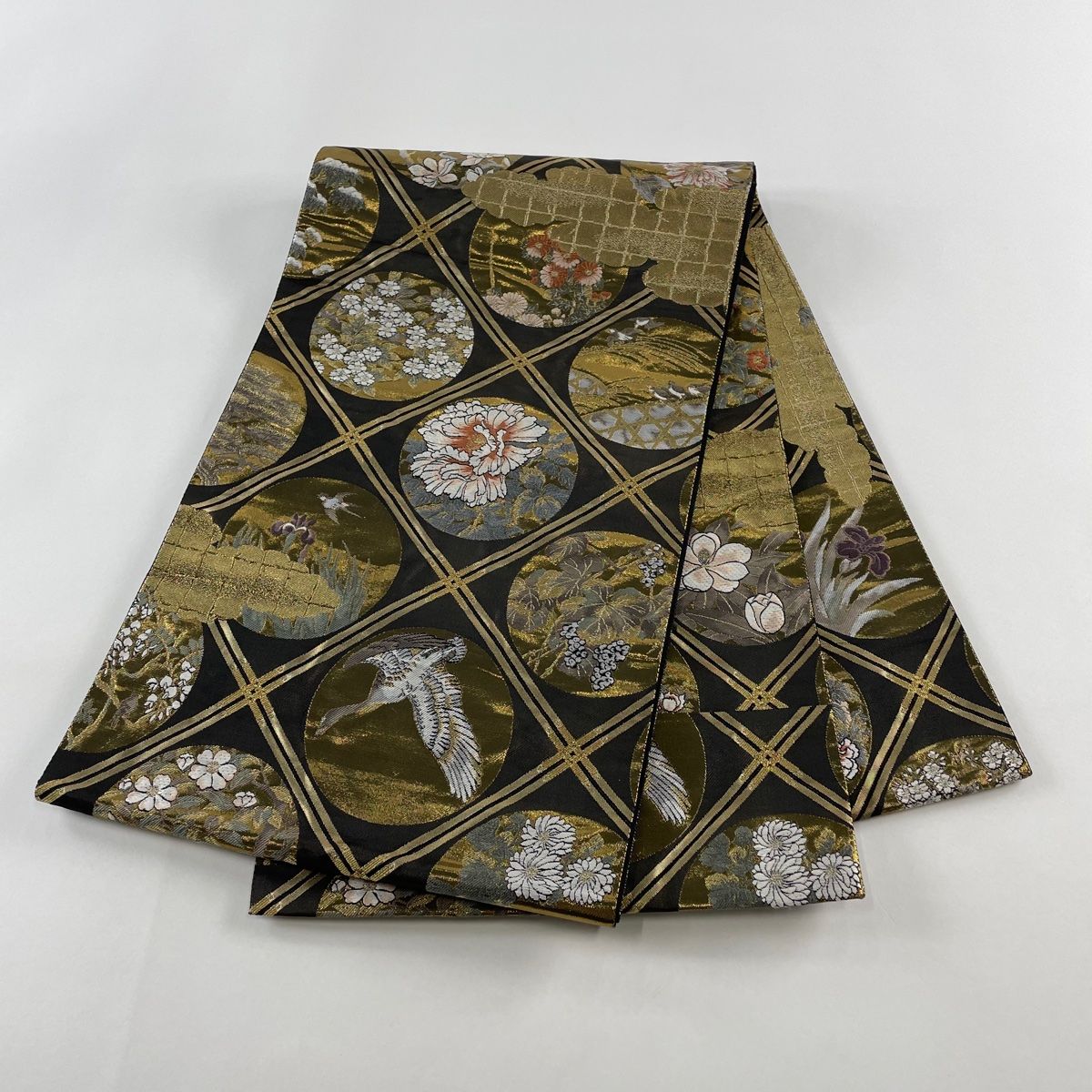 TQG 本物　天保2朱判金　MS63 袋帯 美品 秀品 落款 本金箔二重織 関西仕立て 格天井 金糸 箔