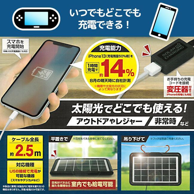 ソーラーパネル充電器 スマホ 充電 太陽光発電 W23.5×D15×H1.5cm【△】/エマージェンシーソーラーパネル - メルカリ