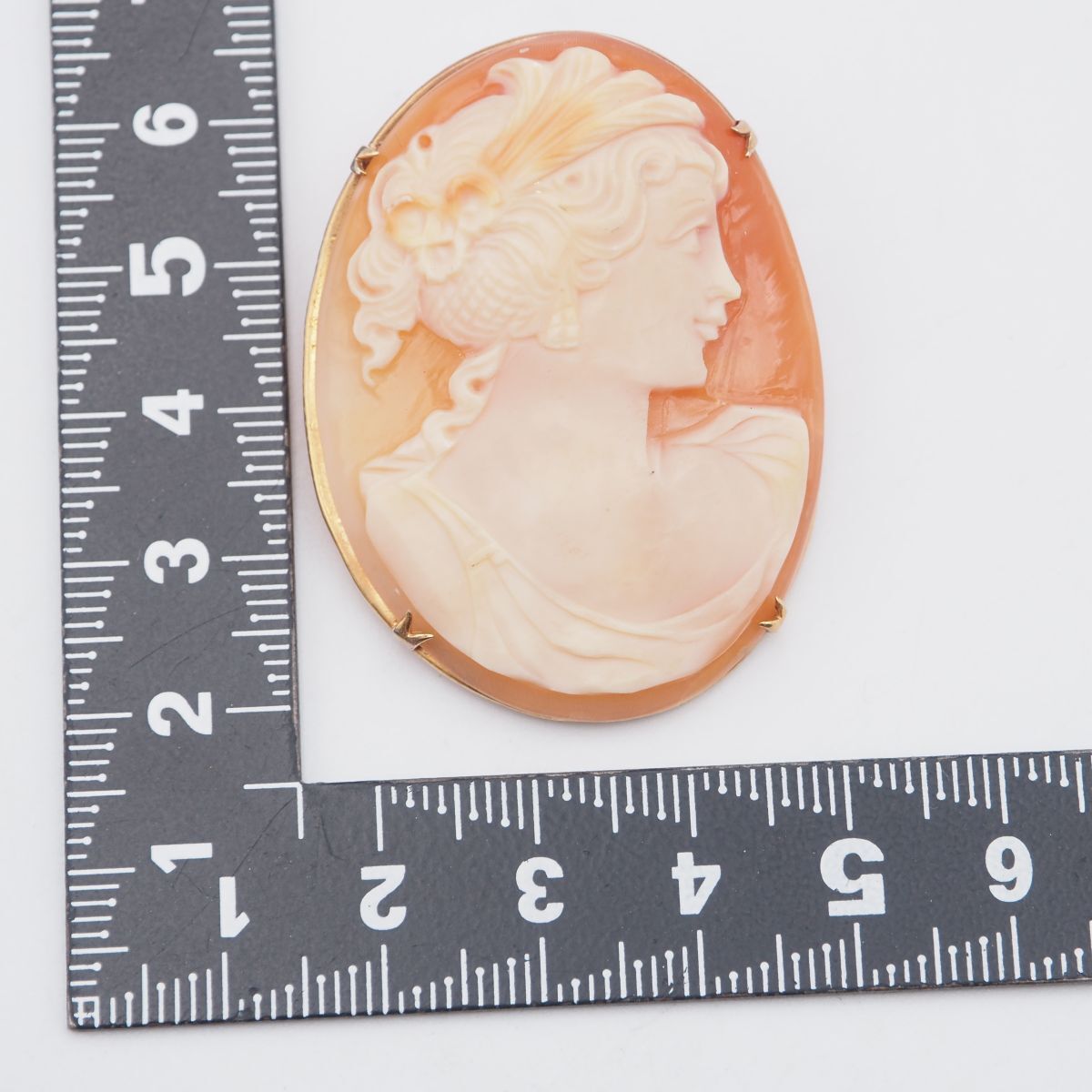 カメオ k18 13.5g 作家サイン有り ペンダント ブローチ シェル