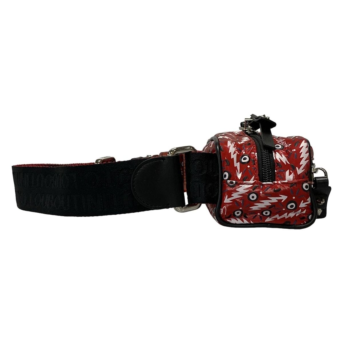 CHRISTIAN LOUBOUTIN クリスチャンルブタン ウエストポーチ ブラスター 1215058 レッド×黒×白 グラフィックプリント スタッズ レザー