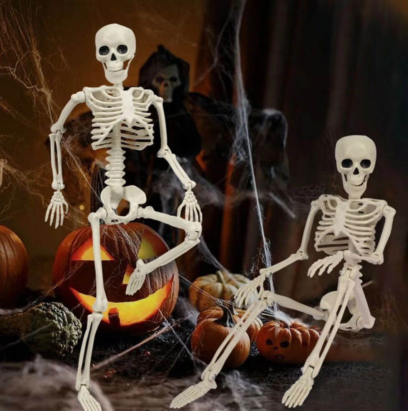 ハロウィン 骸骨 飾り 等身大 90CM 可動式 髑髏 模型 モデル
