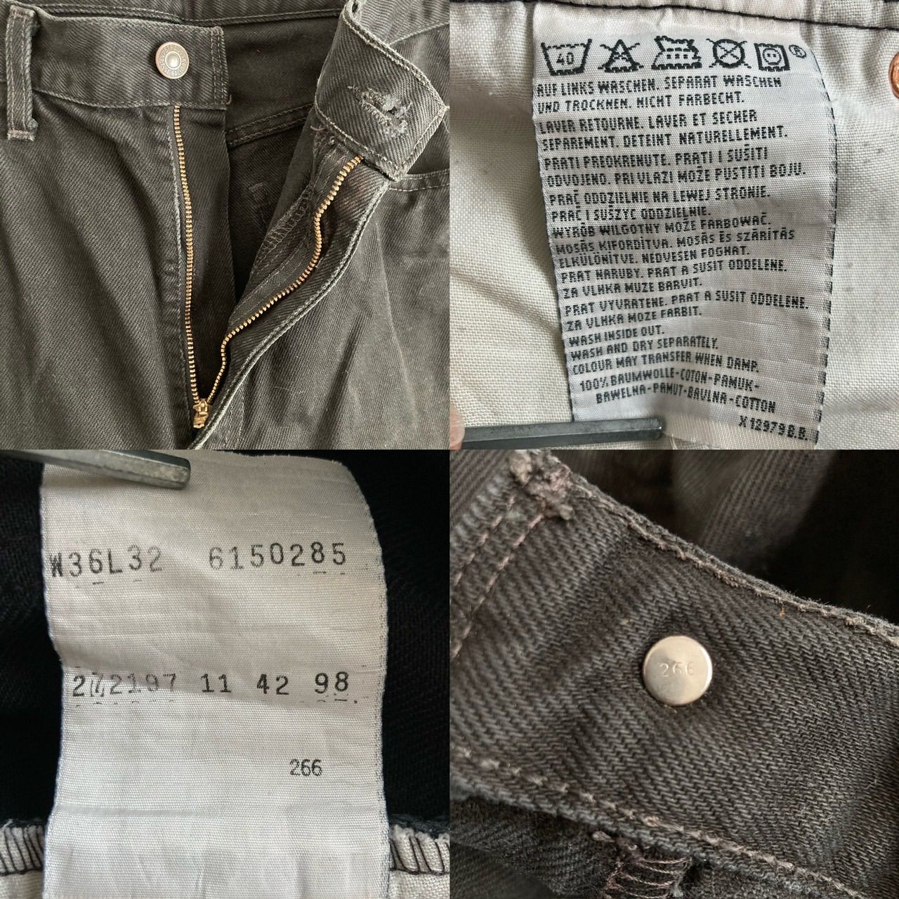 W36×L32】古着 EURO Levi's 615 02 ブラックデニムパンツ オレンジタブ