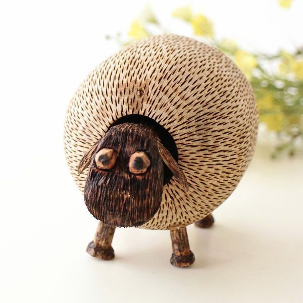 羊 置物 オブジェ 首振り ゆらゆら 木彫り ひつじ 置き物 小さい