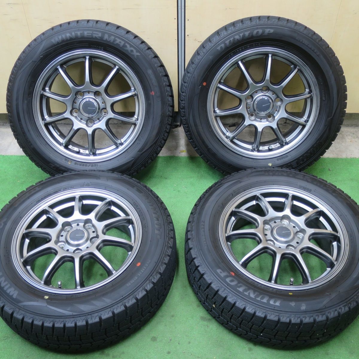 バリ溝 22年 キレイ 9.5分 スタッドレス 195|65R15 ダンロップ ウインターマックス WM02 VEMOTION Vエモーション 15インチ PCD114.3|5H 5051803TTス
