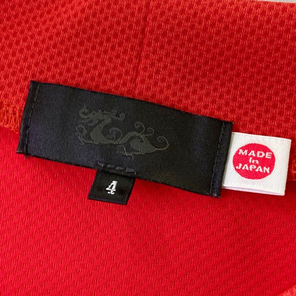 サイズ：4 DANCE WITH DRAGON ダンスウィズドラゴン  ハイネック 半袖Tシャツ  レッド系 [240101470373] ゴルフウェア メンズ ストスト サイズ：4 DANCE WITH DRAGON ダンスウィズドラゴン ハイネック