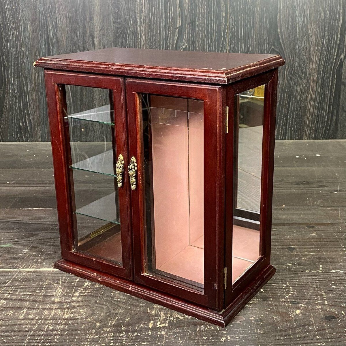 F1610 ミニキャビネット 小物入れ 飾り棚 卓上ガラス棚 昭和レトロ