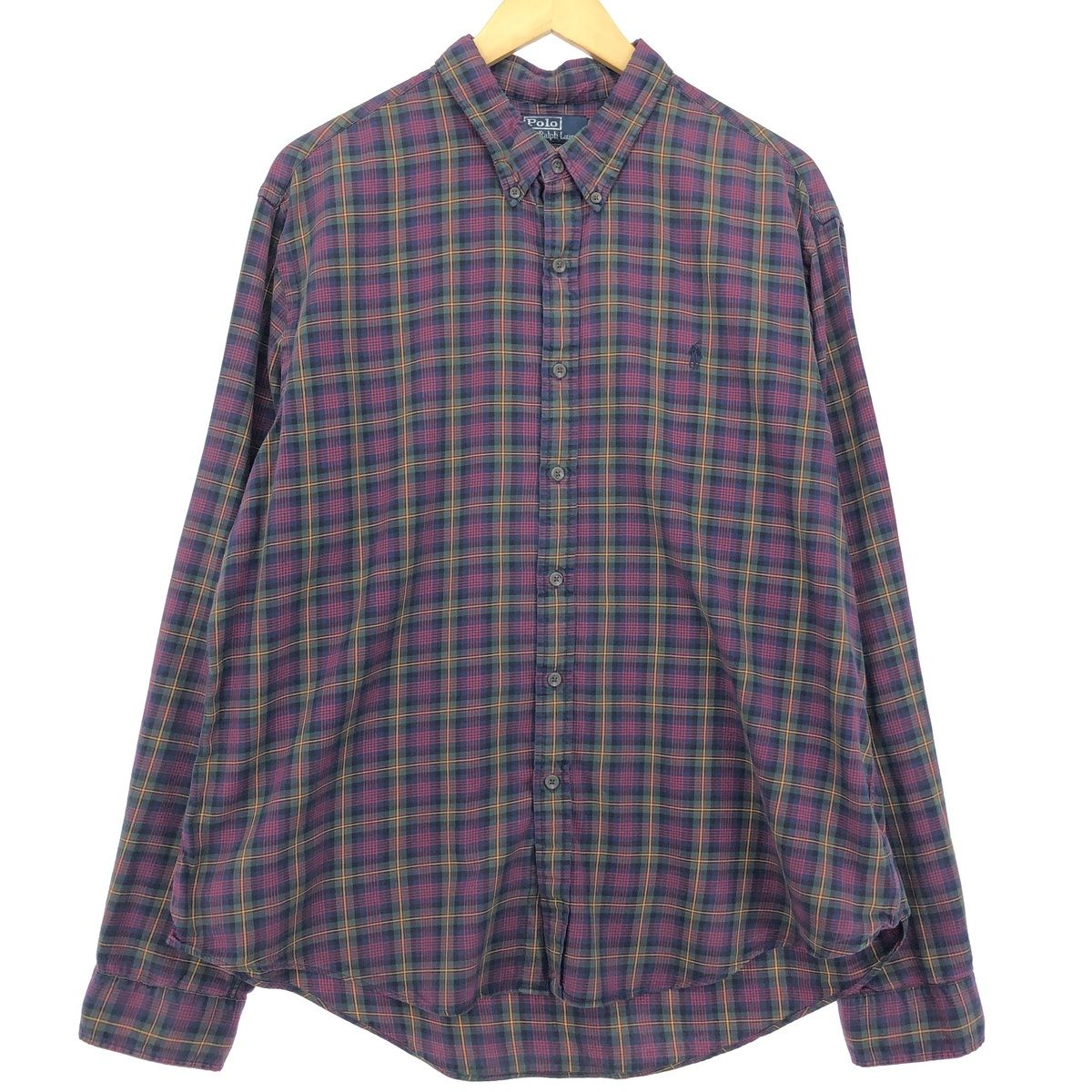古着 ラルフローレン Ralph Lauren POLO by Ralph Lauren SLIM FIT 長袖 ボタンダウンチェックシャツ メンズXXL /eaa422445/eaa422445