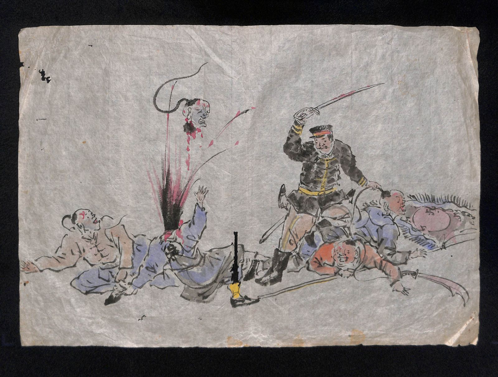 清国人を斬首する日本軍人の絵 日清戦争 A2509-2