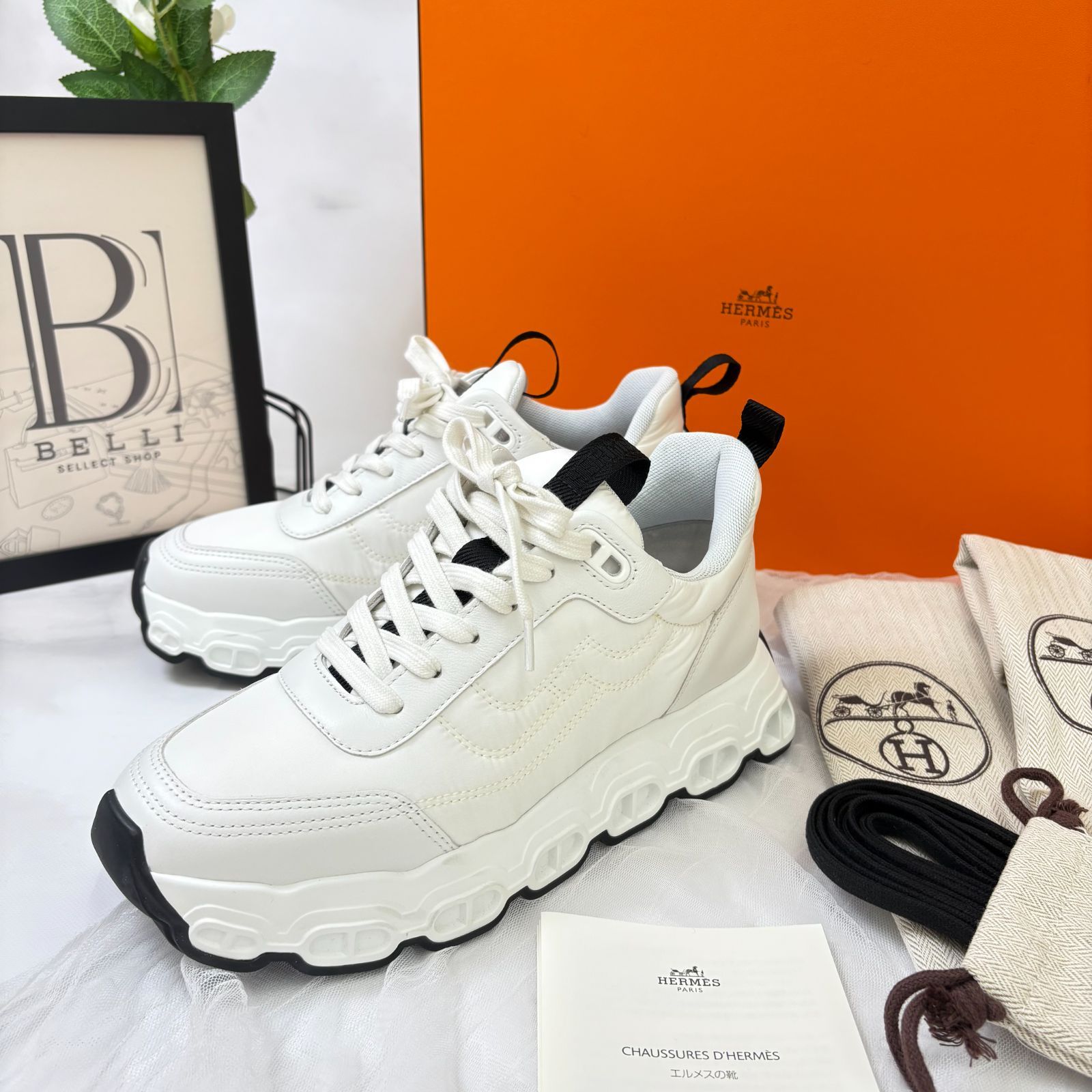 エルメス インパルス レザー スニーカー シェーヌダンクルソール 37.5 エルメス インパルス レザー スニーカー シェーヌダンクルソール 37.5