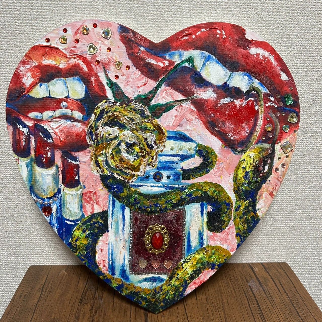 油彩画ハートアート - メルカリ