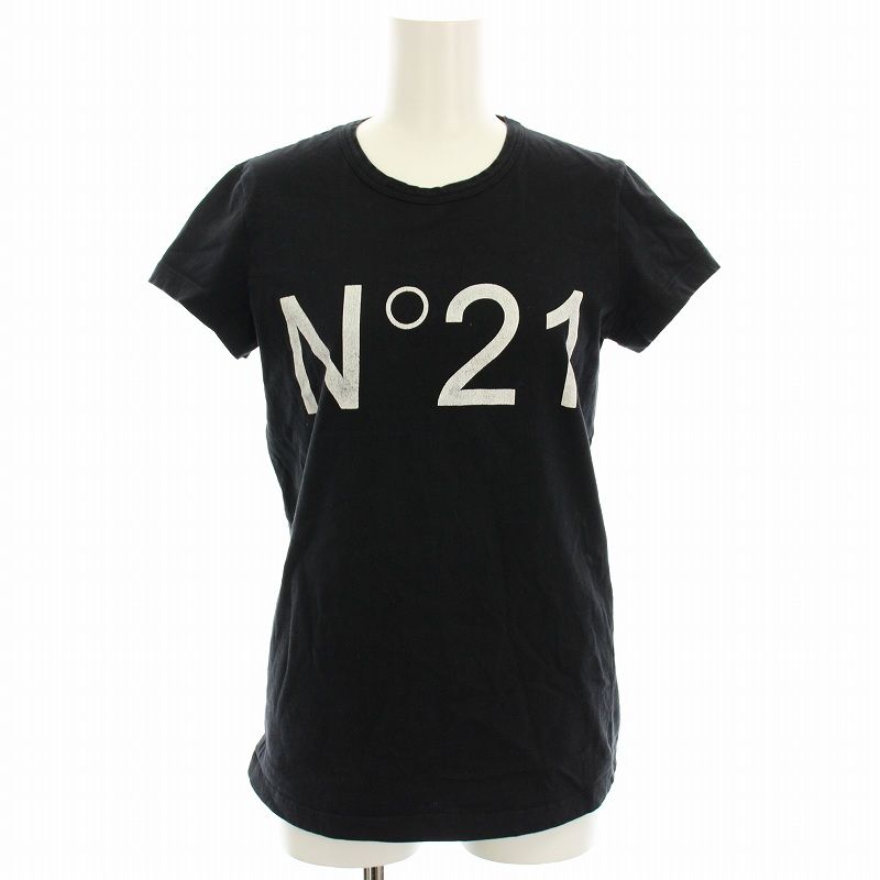 ヌメロヴェントゥーノ N°21 Tシャツ カットソー ロゴ 半袖 36 黒