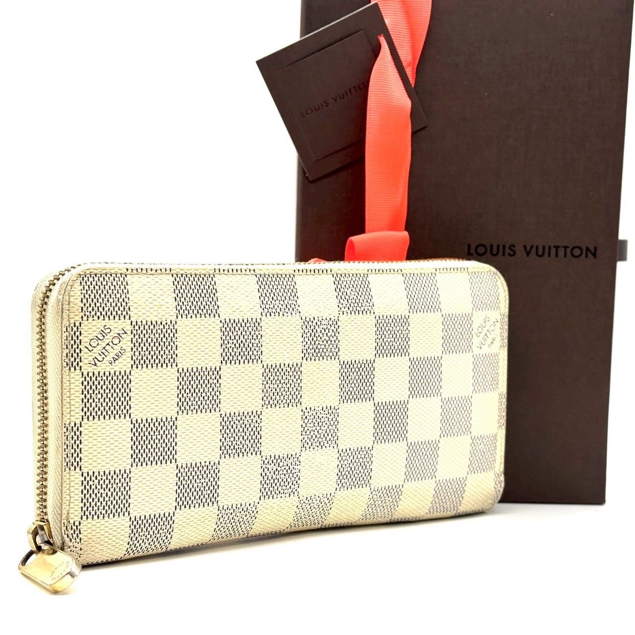 ルイヴィトン 長財布 ジッピーウォレット ダミエ アズール 白 ジッピー