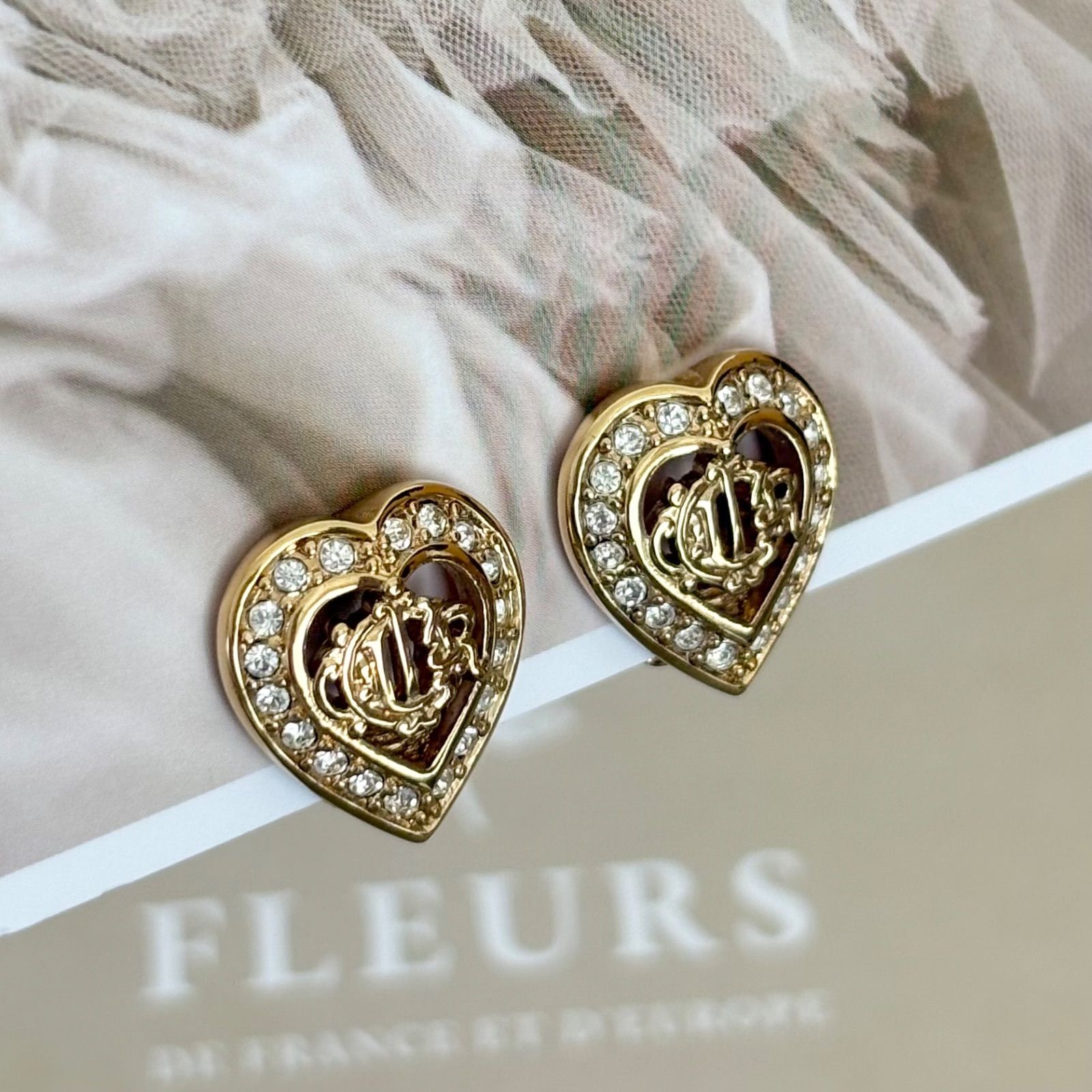 美品⭐︎DIOR ピアス Christian Dior イヤリング ロゴ ハート ライン