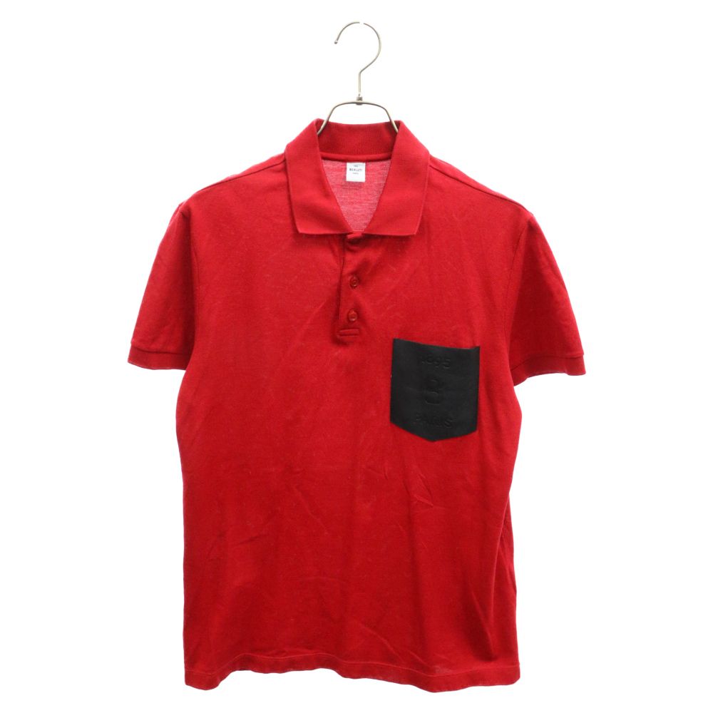 Berluti (ベルルッティ) レザーポケットロゴ半袖ポロシャツ R15JPS32CAKW レッド