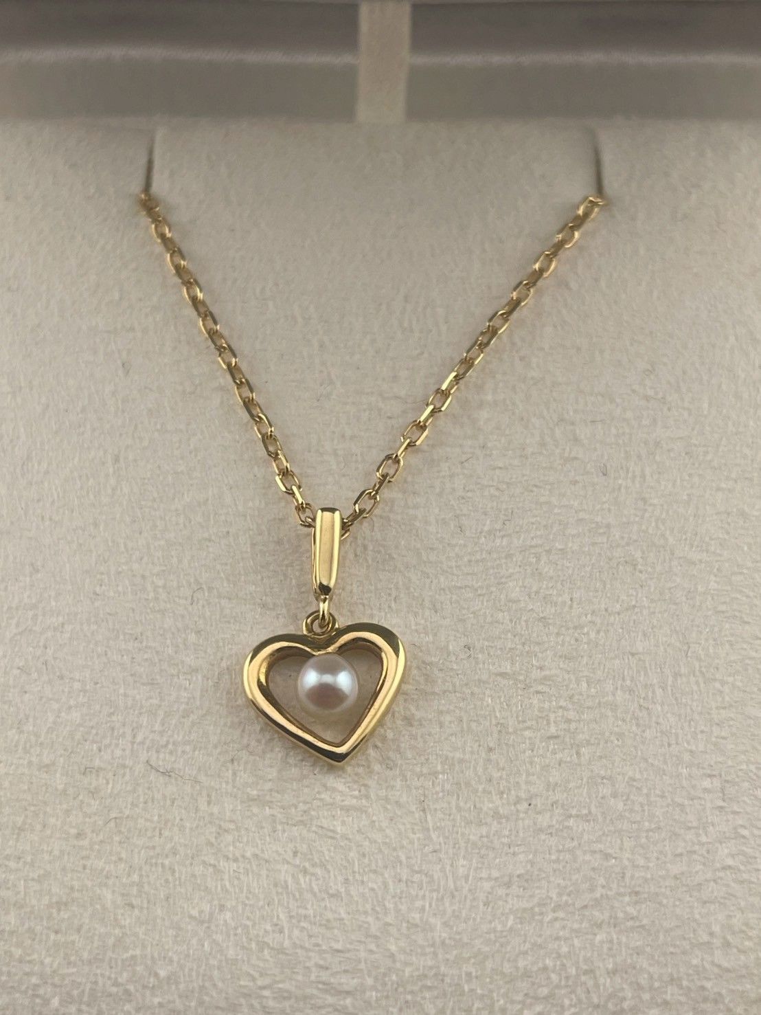 中古品】 ミキモト MIKIMOTO K18YG ハートモチーフ パール