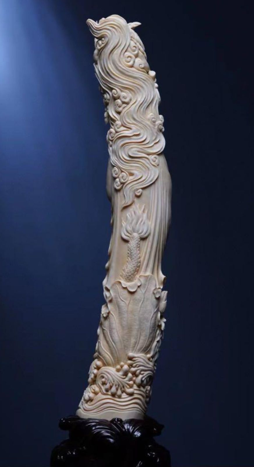 天然マンモス牙美しい手作り彫刻龍鳳観音 置物 天然マンモス牙美しい手作り彫刻龍鳳観音 置物 天然マンモス牙美しい