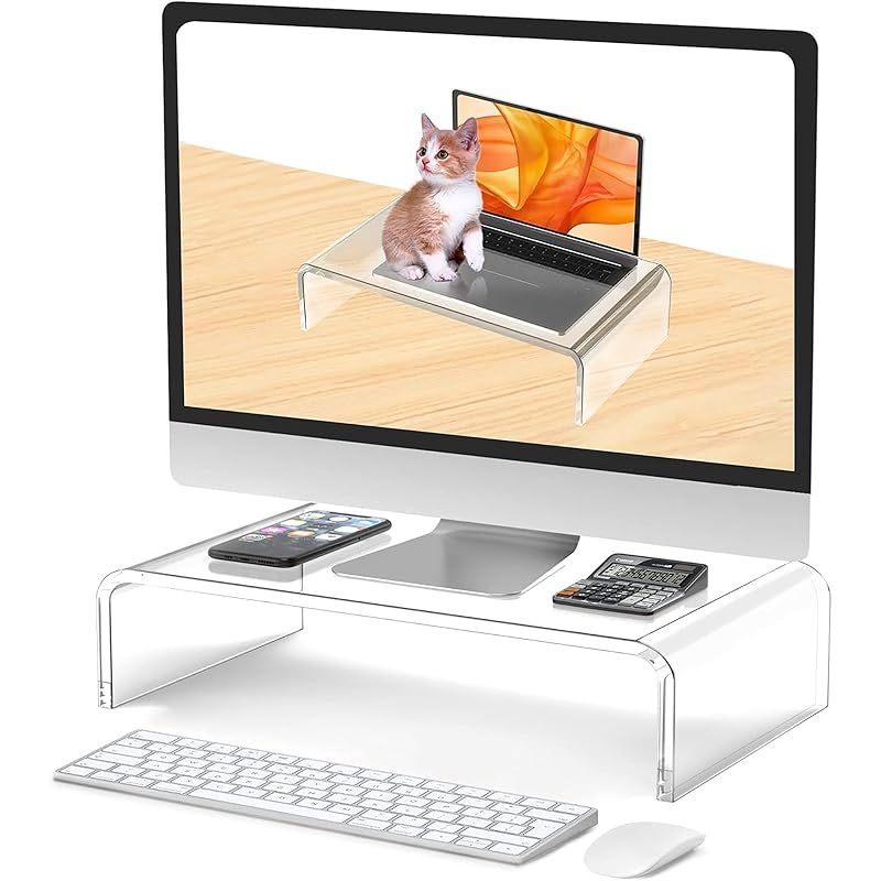 【特価商品】ディスプレイ 台 卓上 透明 モニター台 卓上 アクリル クリア pcモニタースタンド 卓上 パソコン台 机上台 省スペース キーボード 台 収納 モニター台 pcスタンド 省スペース 姿