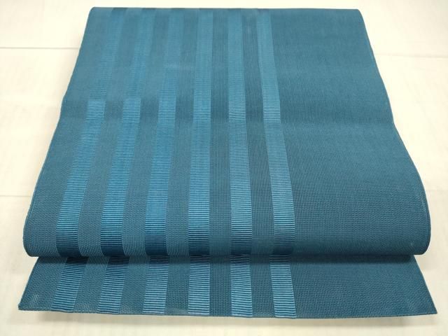 平和屋着物＊夏物 本場筑前博多織 八寸名古屋帯 間道 藍色 正絹 DAAY8025cm