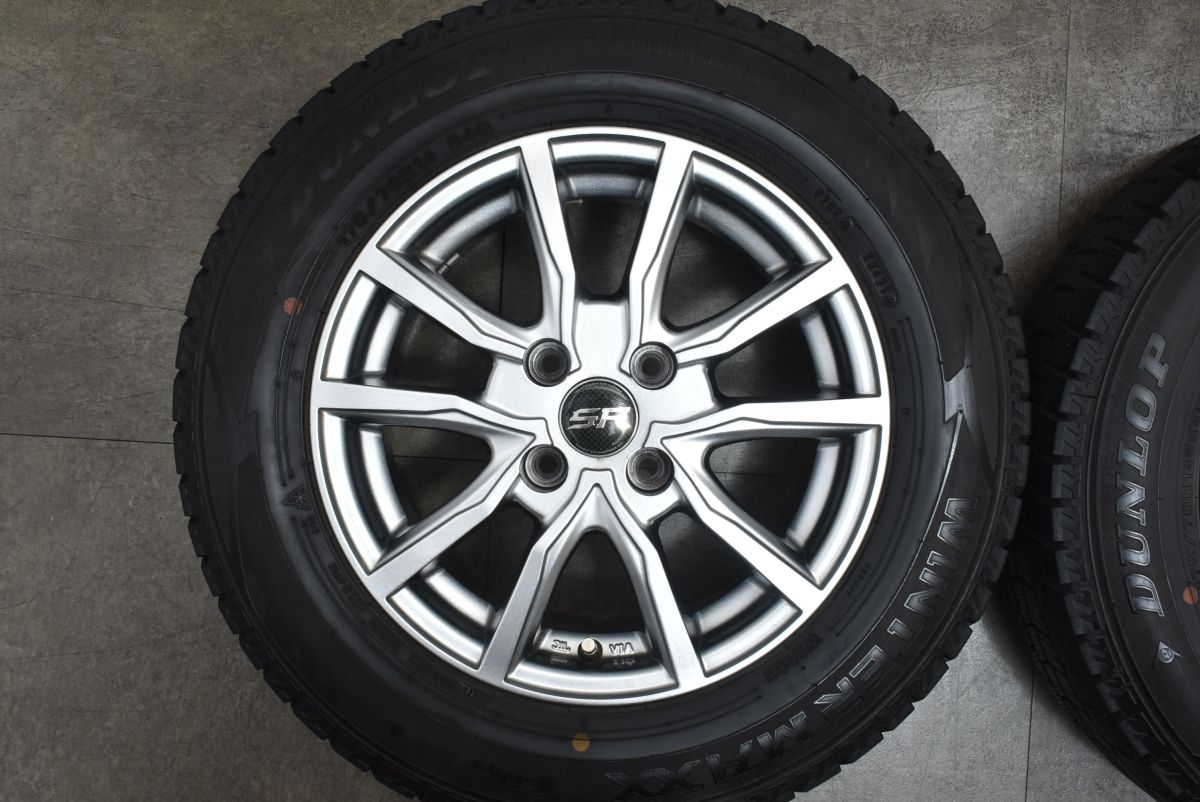 【程度良好品】Vスポーク 14in 5.5J +38 PCD100 ダンロップ ウインターマックス WM02 175/70R14 アクア ヤリス ヴィッツ フィット デミオ