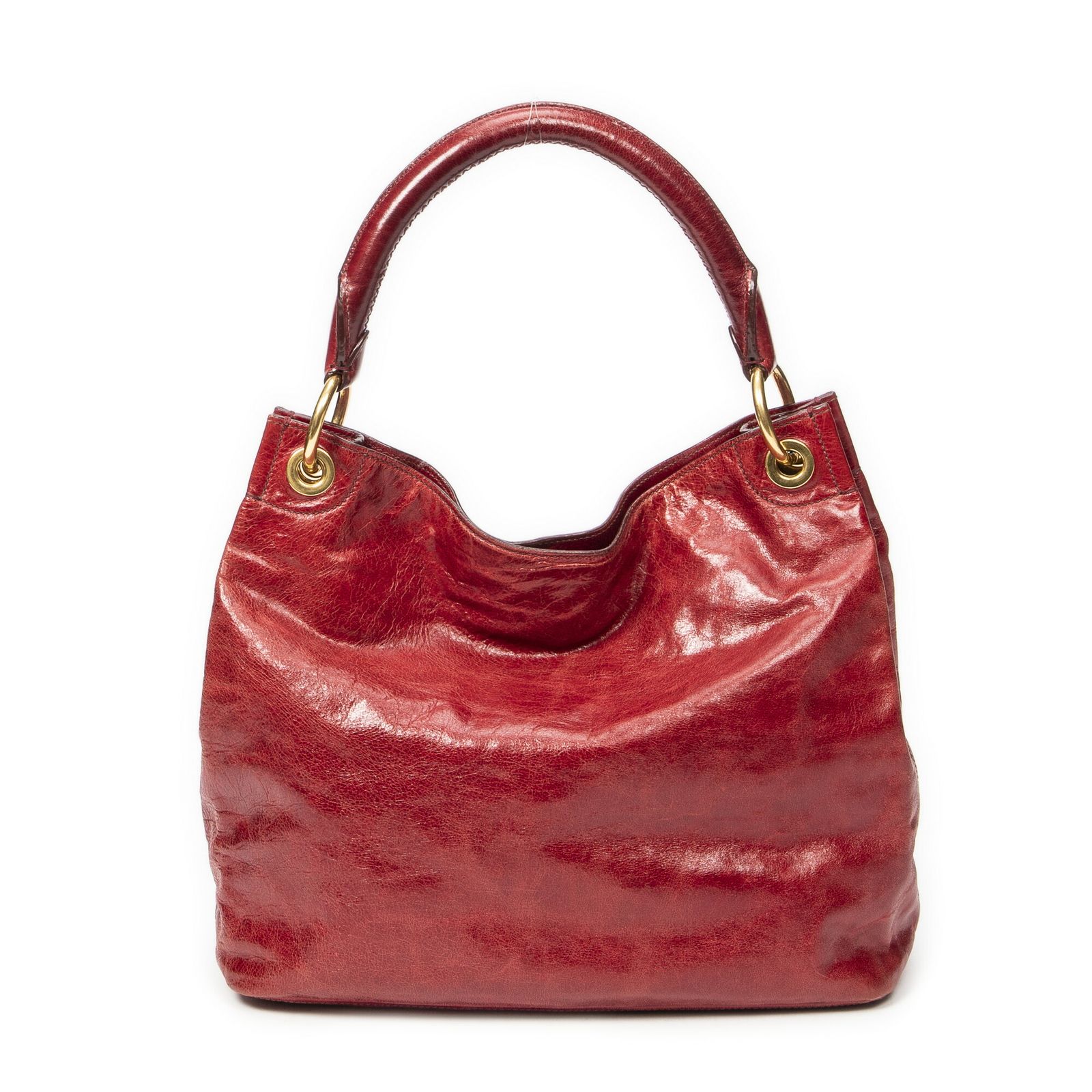 PRADA プラダ大編みハンドルホーボー赤ヴィテッロ ラックスA