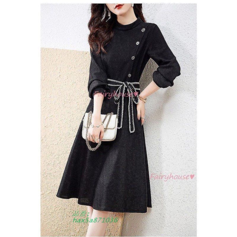 膝丈ワンピース 秋冬