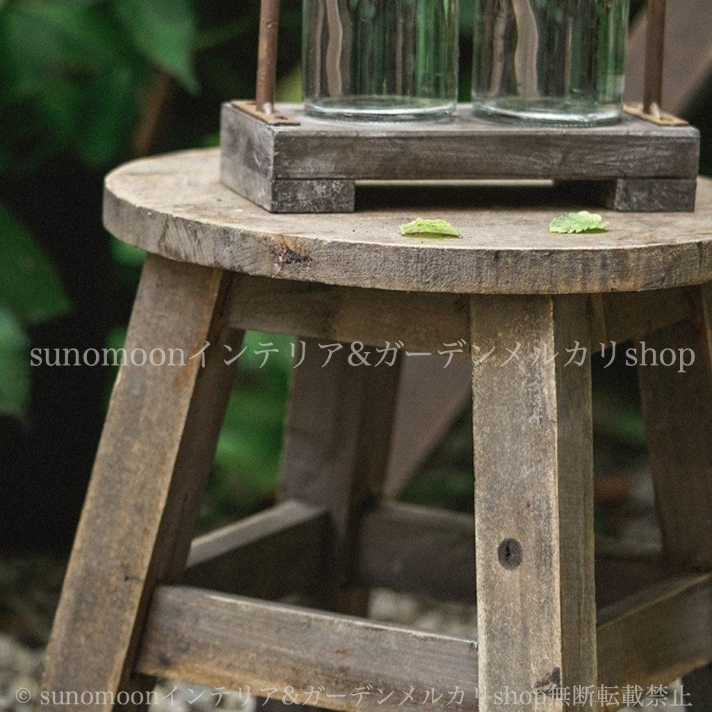 インテリア ガーデニング 庭の装飾 ブラウン ガーデン雑貨 茶色 お洒落 8-14 オブジェ 丸型 木製 スツール ヴィンテージ調 ガーデン プランターラック 丸 雑貨 ガーデンインテリア おしゃれ STEELWINDOWSANDDOORS_COM