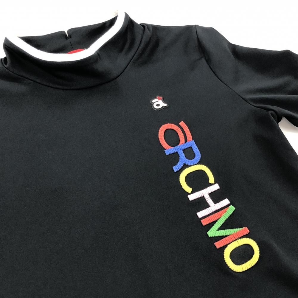 お値下げ！アルチビオ♥美品長袖シャツ　M 美品】アルチビオ 長袖ハイネックシャツ 黒×白 ロゴ刺しゅう