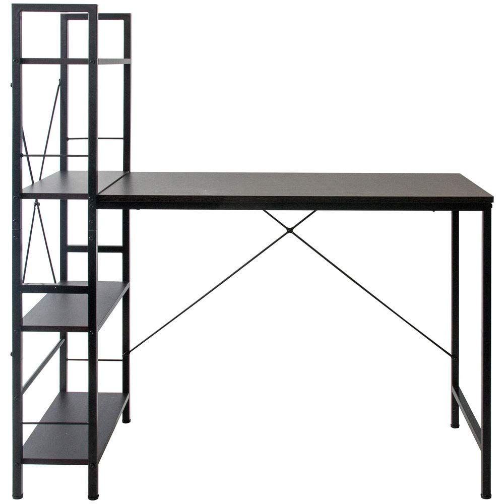 アイリスプラザ パソコンデスク デスク収納 整理 ラック付きデスク オフィス 机 PCデスク テレワーク ブラック 幅114㎝ RTPCD-1200 - ダイニングチェア シェルチェア おしゃれ 北欧 韓国 勉強 椅子 木脚 PP-623 ブラック