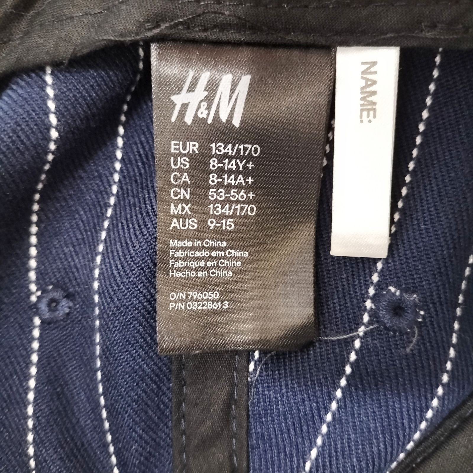 H&M エイチアンドエム キャップ 帽子 ストライプ ネイビー ユニセックス