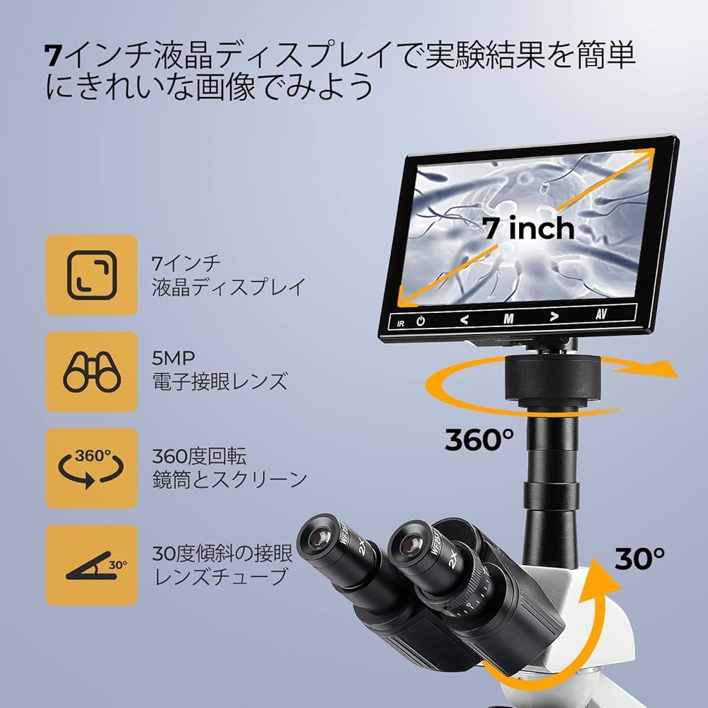 外箱段ボールにキズ 汚れあり 中身は です Vabioothデュアルビュー実験室三眼生物顕微鏡 40X-2500X倍率 詳しい指導ビデオ付き