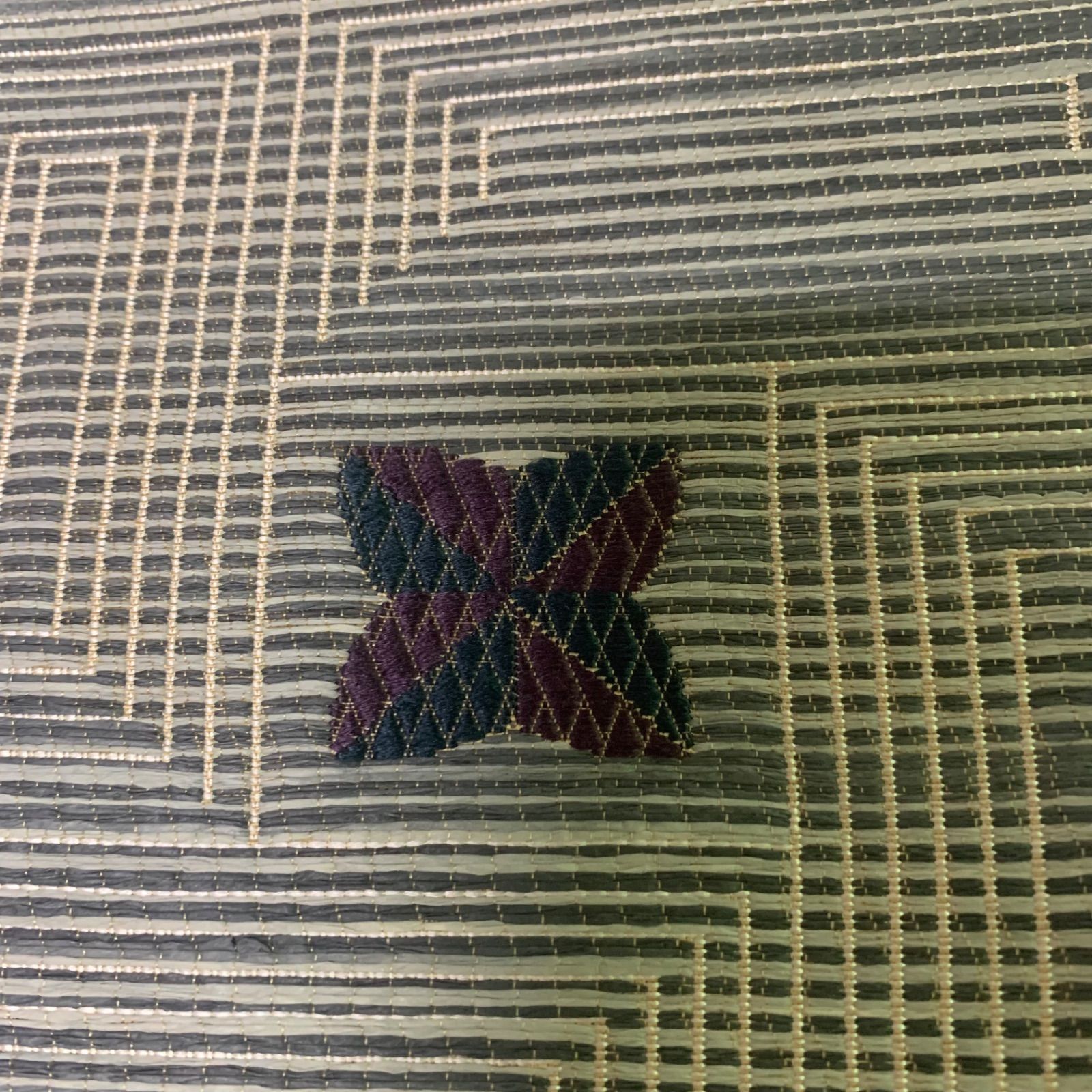 未使用品 帯匠誉田屋謹製 紙布 幾何学に花模様織り出し全通袋帯 誉田屋  