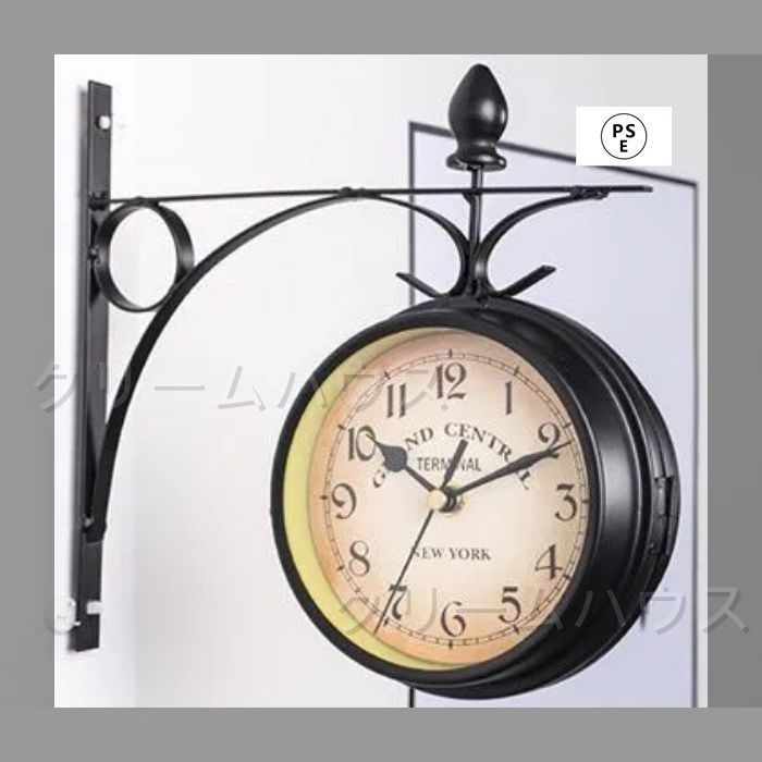 時計 レトロ おしゃれ 壁掛け 庭の壁時計 両面壁時計 屋外時計