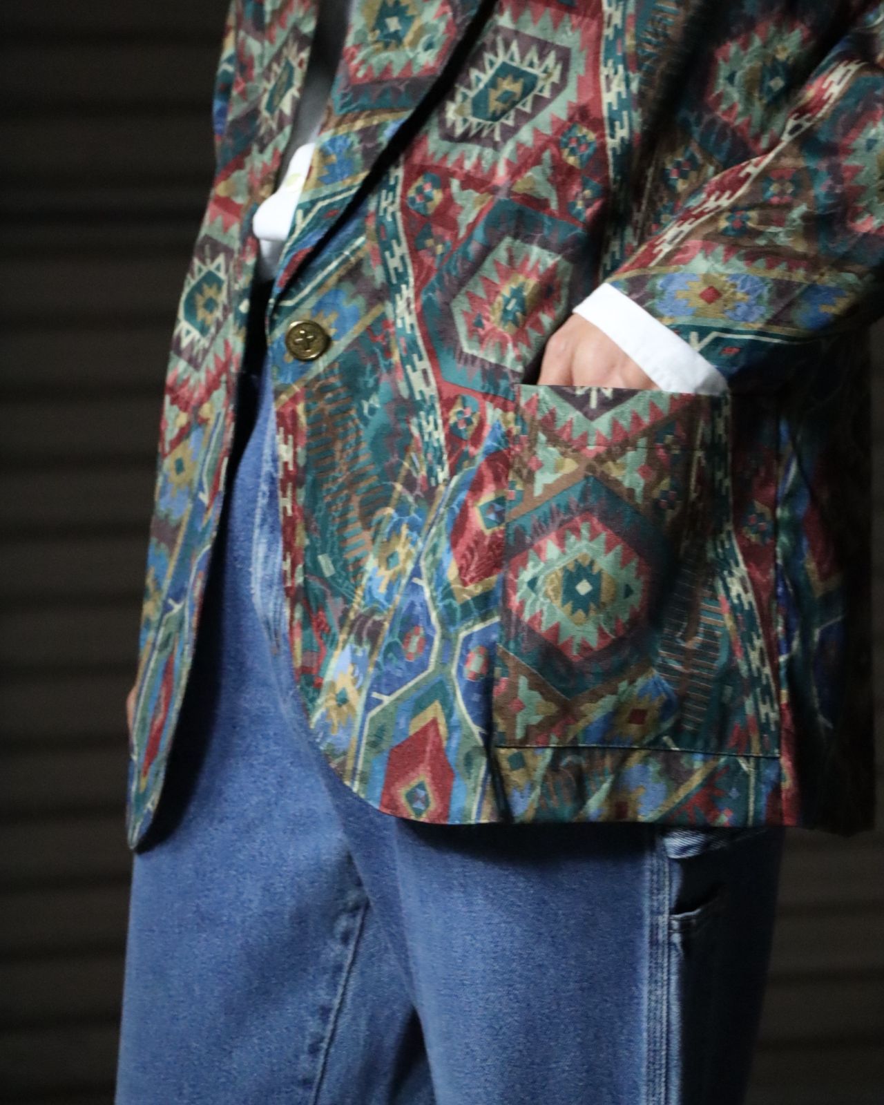 USA made native pattern × jacquard padless tailored jacket USA製 