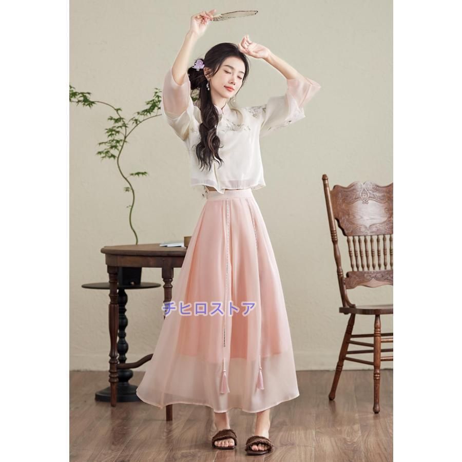 中華服 レディース 長袖 ショート丈 チャイナ服＋ロング丈