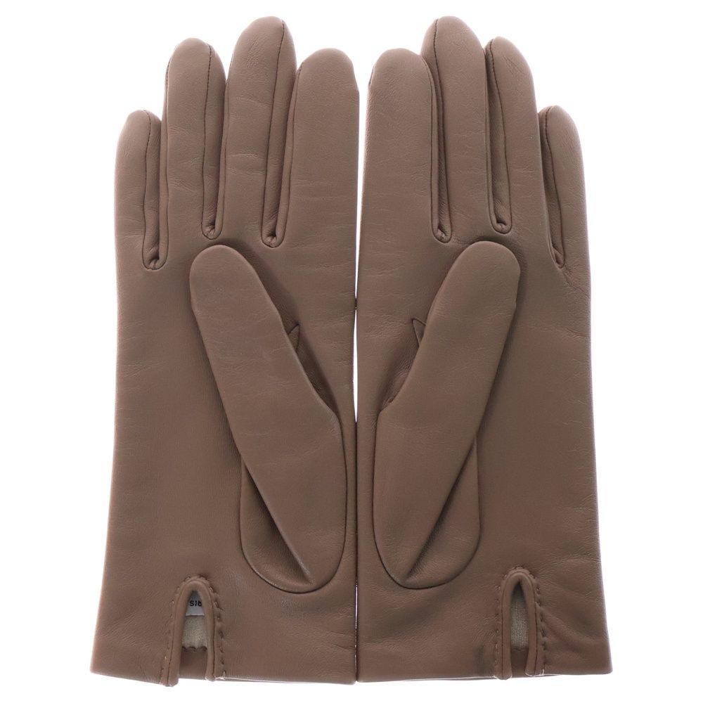 HERMES ラッキーチャーム レザーグローブ ブラウン HERMES (エルメス) ラッキーチャーム レザー グローブ 手袋 ブラウン