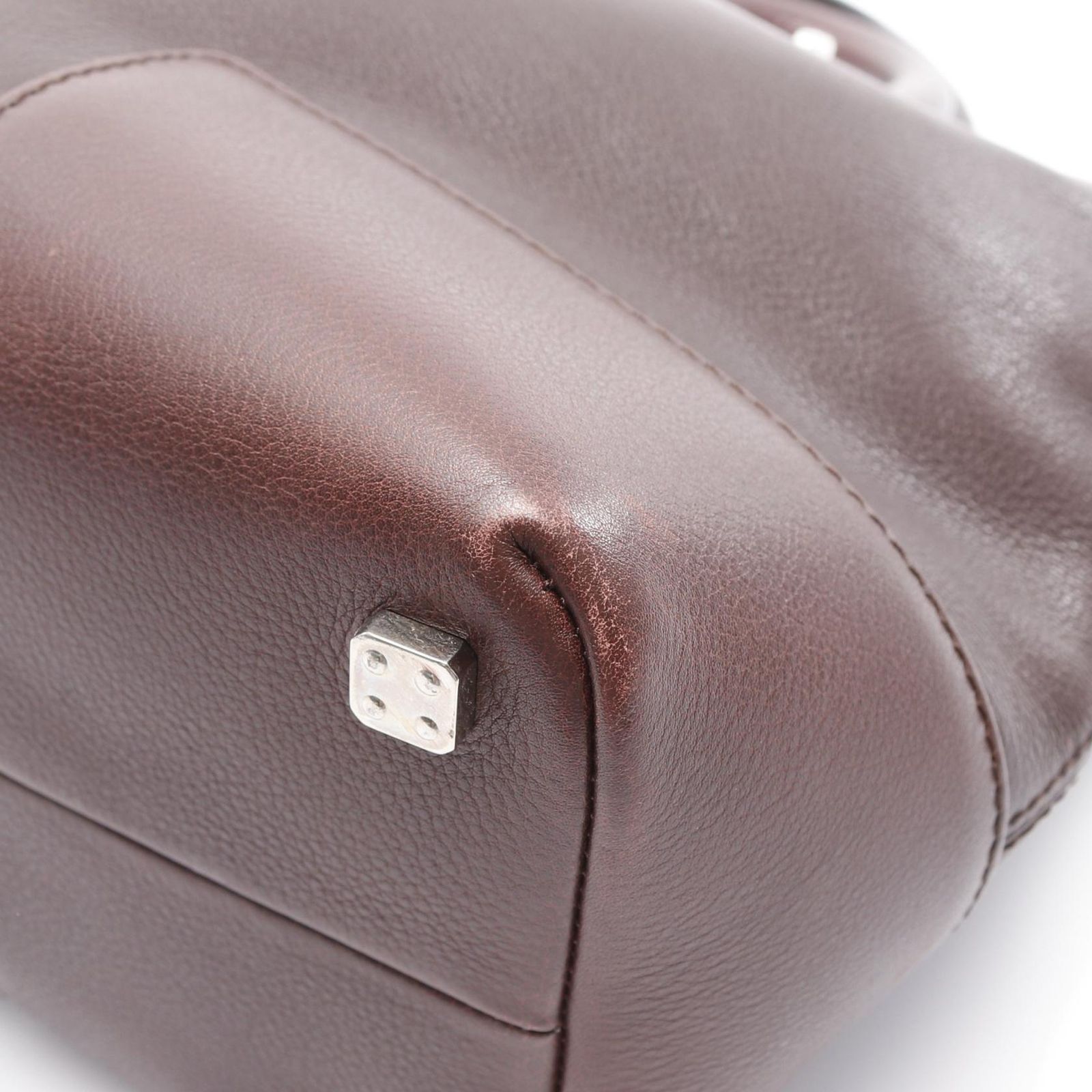 ロエベ LOEWE ハンドバッグ アナグラム ダークブラウン レザー