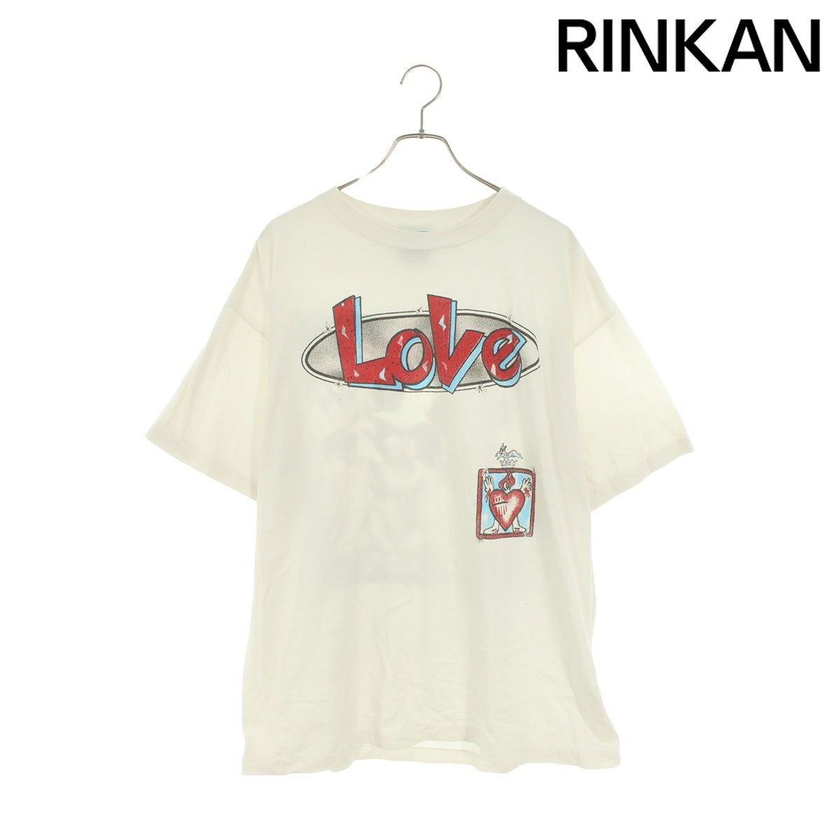 セントマイケル  22SS  SM-S22-0000-001 LOVEプリントヴィンテージ加工Tシャツ メンズ XXL