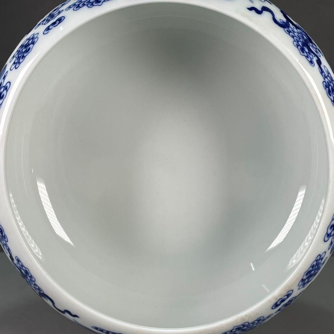 青花獅子図紋筆洗 水盂 古文房具 筆筒 陶磁器 現代工芸品 美術品 置物