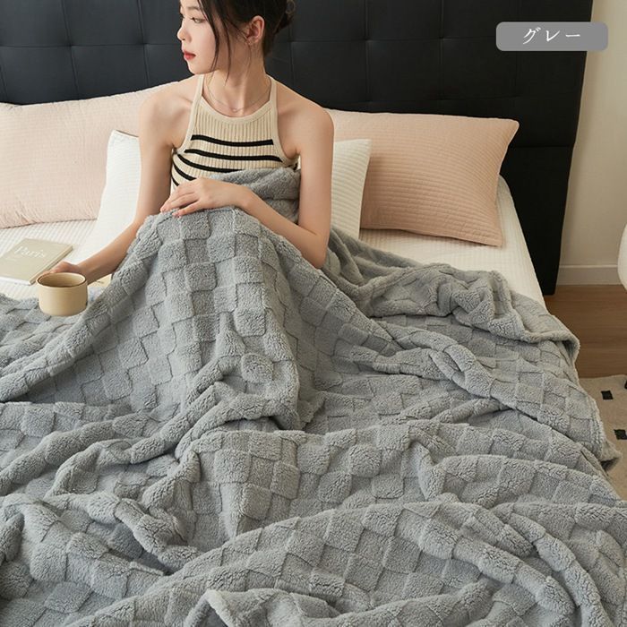 毛布 もこもこ毛布 ボアブランケット 厚手 寝具 ブランケット ふわもこ チェック柄 総柄 ひざ掛け 掛け毛布 ラグジュアリー ウォーム 大判 ひざ掛け ボア シングル 北欧 Fkew443