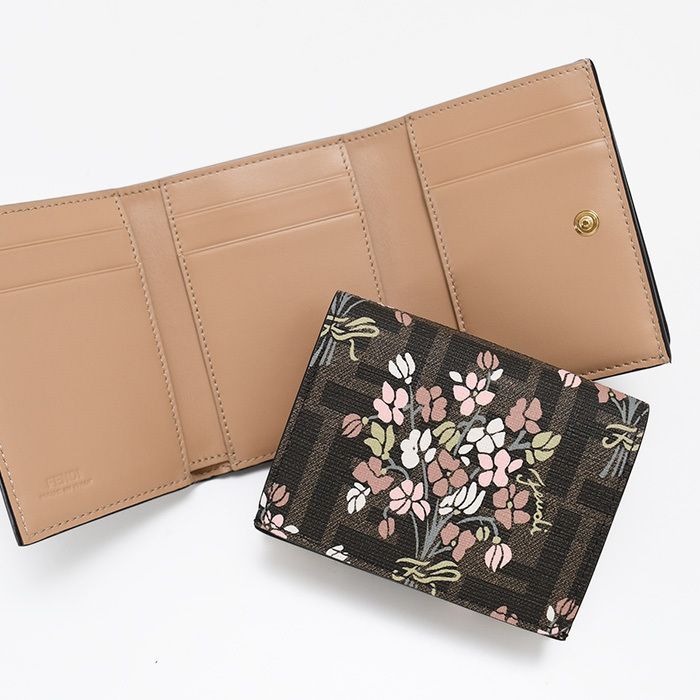 FENDI フェンディ 財布 ウォレット Flower Bouquet ブラウンFF  